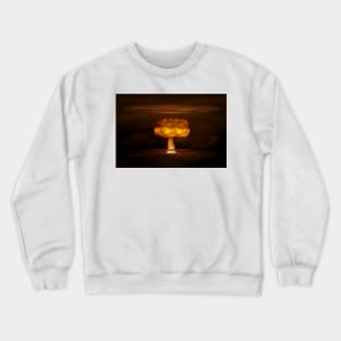 Atomic bomb realistic explosion, orange color with smoke on black background Crewneck Sweatshirt